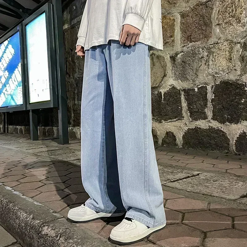 Streetwear Brand Denim - جينز رجالي فضفاض بأسلوب كوري عصري،